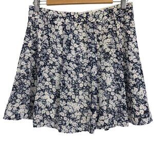 Dynamite Navy and White Floral Mini Flare Skirt fully lined size Medium